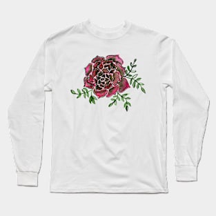 Watercolor houseleek - pink and green Long Sleeve T-Shirt